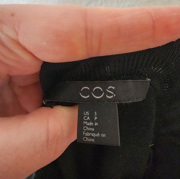 COS Black Mock Ruffle Collar Wool Sweater - Picture 4 of 6